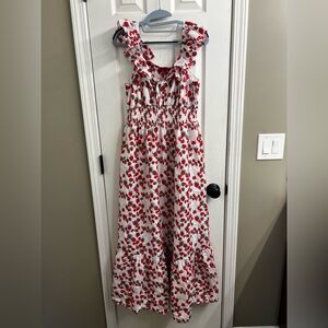 Betsey Johnson Sleeveless Strawberry Maxi Dress Sz Large